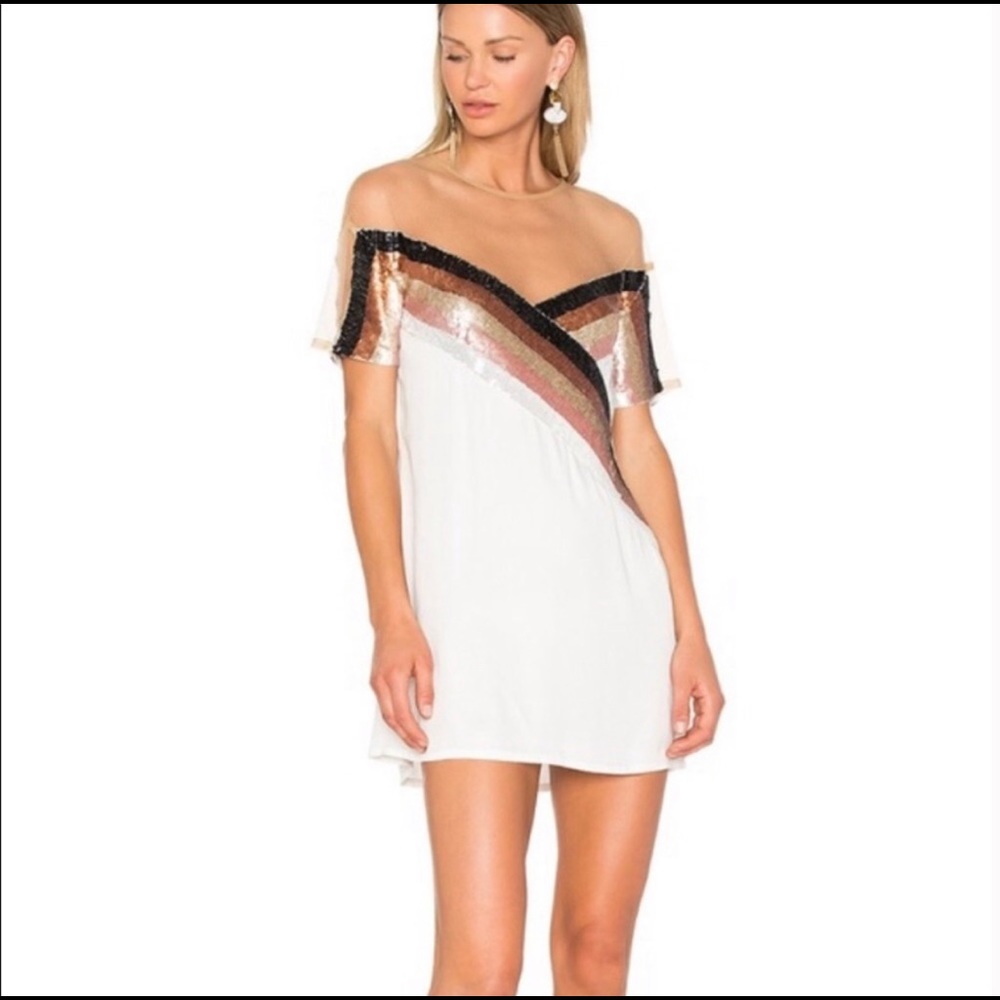 NBD White Sequin Dress